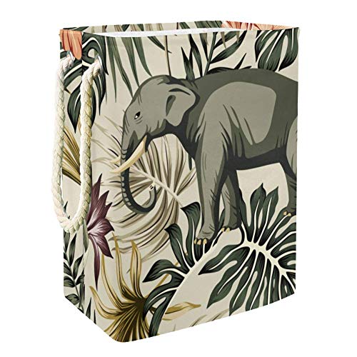 Cestas de armazenamento de elefantes de animais vintage tropicais, cesto de lavanderia à prova