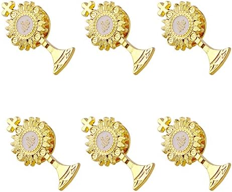 Luomu 6 conjuntos de tom de ouro Primeira comunhão Pin Gifts Catholic IHS peito para menino Ministro Eucarístico