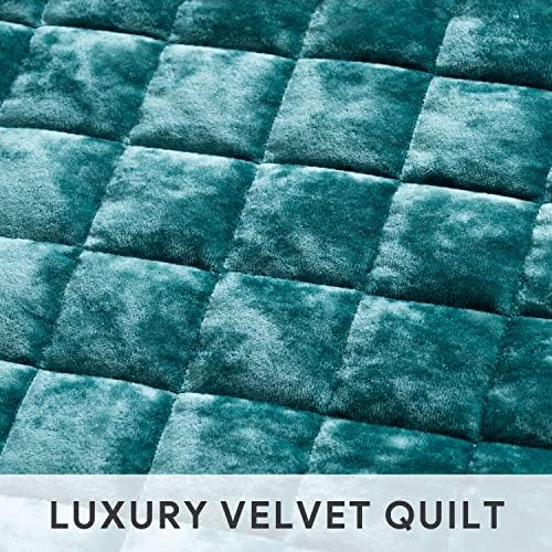Recyco Luxury Velvet Quilt Conjunto de tamanho completo queen, conjunto de edredom de veludo leve, conjunto