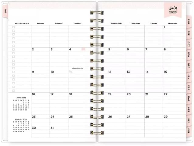 Day Designer de julho de 2023 a junho de 2024 Capa de bolso acadêmico 5 x8 semanal/mensal Planejador