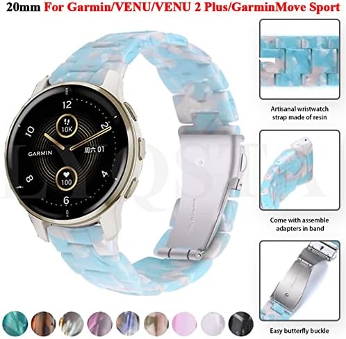 Banda de relógio de 20 mm de resina Makeey para Garmin Venu 2 m²/Venu2 Plus Forerunner 645 245 Garminmove