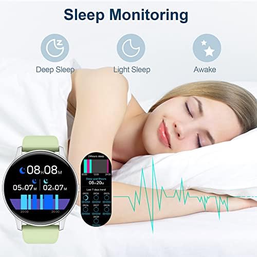 Filiekeu Smart Watch, Fitness Tracker com freqüência cardíaca, monitor de sono, tela de toque de toque colorido