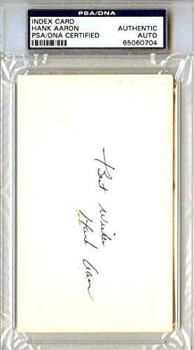 Hank Aaron Cartão de índice autografado Atlanta Braves Dias de jogo vintage PSA/DNA 65060704 - MLB Cut Signature