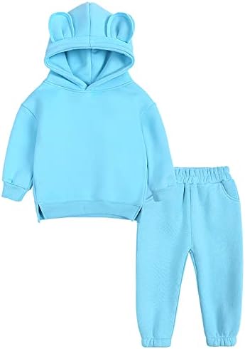 MyGBCPJS Youth 2pcs Roupfits de jogger definido com capuz de lã + calça de moletom meninos meninas roupas
