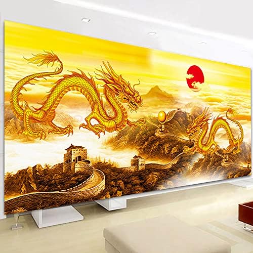 Instarry DIY 5D Diamante Kits Tamanho grande Drill Full Dragon Chinês e a Grande Muralha da China Bordado
