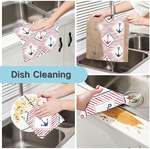Cataku Red Anchor linhas de cozinha panos para lavar pratos de lavagem reutilizável Toalhas de pano de pano