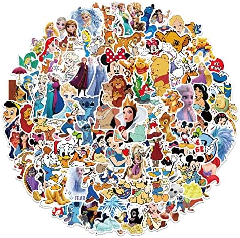 Eikecy 100pcs Adesivos para crianças, adesivos de desenho animado misto de princesas