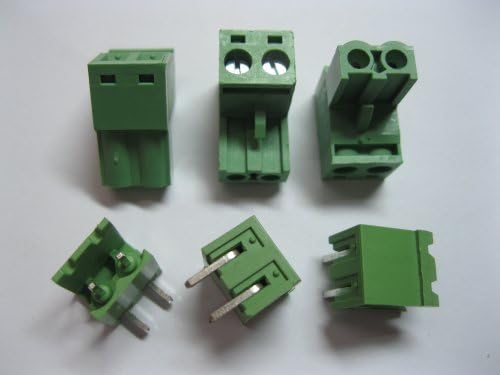 50 pcs pitch 5,08mm 2way/pin parafuso de parafuso do bloco de blocos de bloco com pin ângulo de cor verde tipo