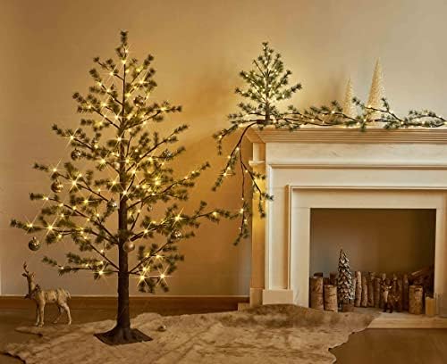 Guirlanda de pinheiro iluminada Baolitvine 6ft 48 Luzes LED brancas quentes, guirlanda de Natal com luzes de