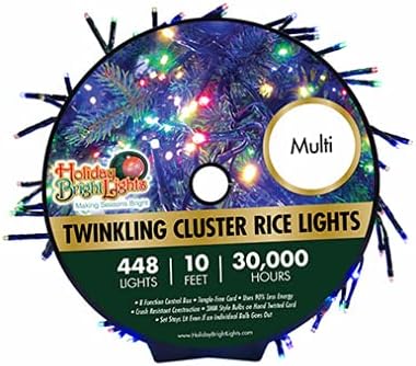 Holiday Bright Lights LED-3MCR448-GMU LED LED BLUSTLING RICE LUZ REK LIGHT, Multi, 448-CT, 10 pés. - Quantidade: