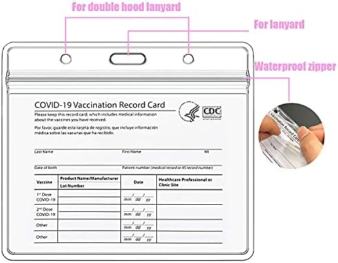 [Upgrade] Protetor de cartões de vacina com 5 pacote com cordão, protetor de cartão de imunização do cartão