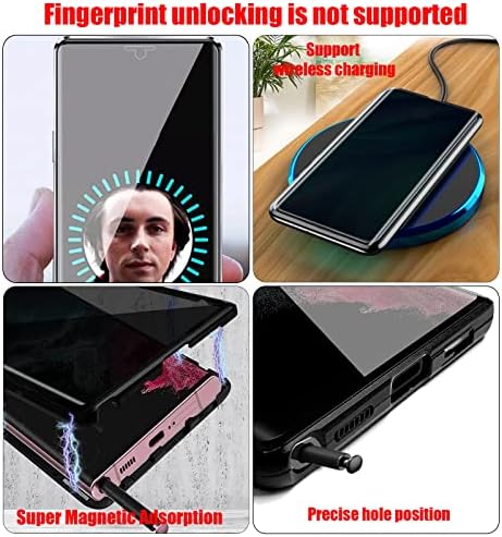 Caso magnético de privacidade para Samsung Galaxy S23 Ultra, cooperamento de telefone de vidro