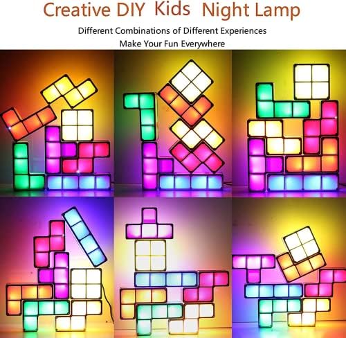 Luz noturna para crianças, DIY, empilhável 7 PCs cores led noturno meninas meninos, indução 3D Lâmpada de luz