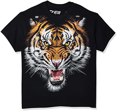 Camiseta líquida de tigre masculino azul
