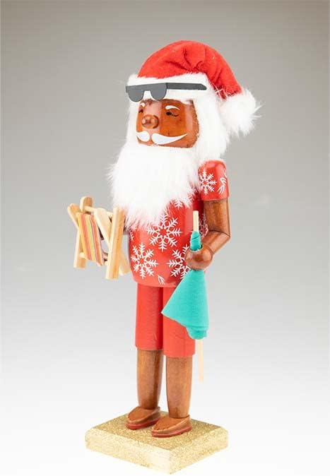 Criações inteligentes Papai Noel na praia 14 polegadas tradicionais de madeira, decoração festiva de Natal