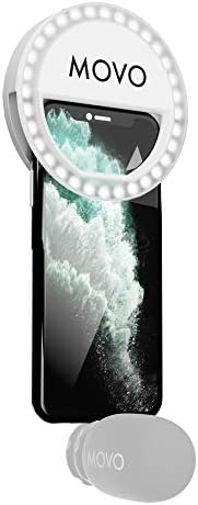 MOVO PRL-1 CLIP-ON MOVEL Selfie Ring Light com 36 LEDs ultra-brilhantes, 3 níveis de saída, compatíveis com iPhone,
