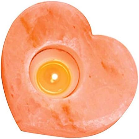 Himalaia Glow Shapet Natural Pink Heart Styleight, suporte puro de vela de sal de cristal |