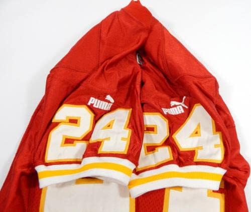 1999 Chefes de Kansas City Jason Kaiser 24 Game usado Jersey Red 40 DP32142 - Jerseys não assinados da NFL