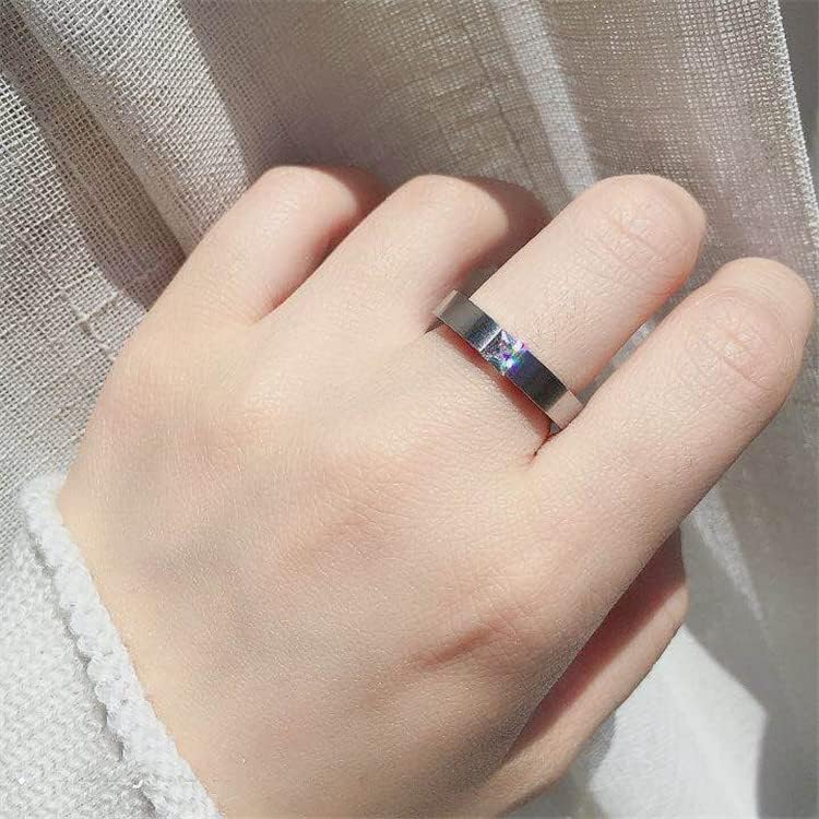 Anel de zircão sólido de 4 mm de 4 mm para homens e mulheres anel personalizado personalizada anel gravado anel-00412