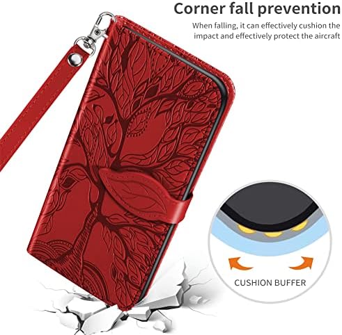 Gyhoya compatível com iPhone 12 Pro Max Wallet Case Women Leather Flip com pulso Strap Kickstand Magnetic
