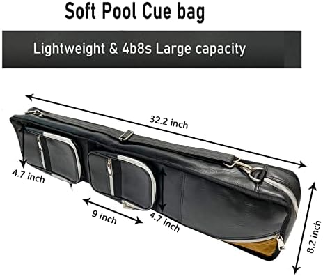 ICZW 4x8 Pool Cue Case Billiard Stick Case de transportar Leatherette Saco de sugestão macia Hold 4 Butt