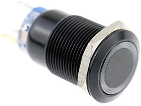 Interruptor de botão de trava Baomain 250VAC 5A com concha de metal preto 19mm 3/4 LED de anel