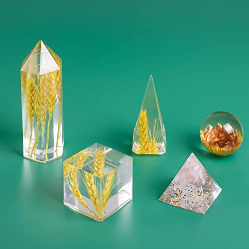 Moldes de resina de silicone de 5pcs de 5pcs, incluindo esfera ， pirâmide ， cubo ， torre, molde de