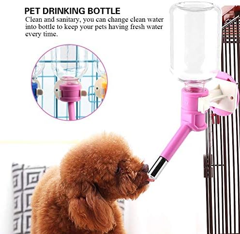 Garrafa de água para cães pendurada, bebedor de dispensador de canil para animais para alimentador de caixa de