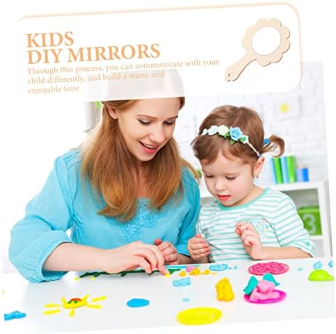 Toyandona 10pcs Pequeno espelho de madeira Brinquedos de brinquedos para crianças Acessórios para