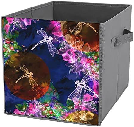 Dragona aquarela, cubos de armazenamento de pintura com alças de lixo de tecido dobrável Organizando cestas para