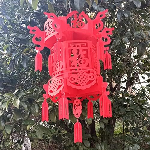 Kymy 2023 Lanternas de Papel Vermelho de Ano Novo Chinês, Lanternas decorativas de personagem chun pendurado