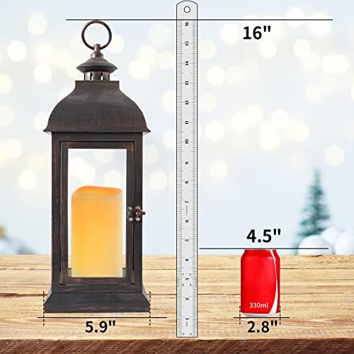 Lanterna decorativa ao ar livre de nattork com timer - 16'H Lâmpada de tamanho grande pendurado, lanternas
