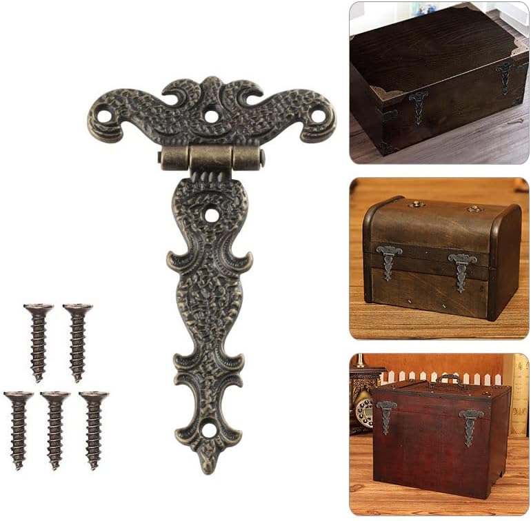 1PCS Antigo armário em forma de T dobra as dobradiças do estilo de país retrô para a caixa de jóias de madeira vintage