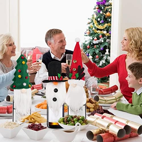 Coppataopp 3-Pack Christmas Wine Bottle Bottle para decoração festiva de Natal, gnome Wine Bottle