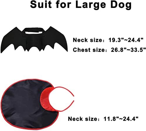 Traje de cachorro grande de Halloween LKEX, asas de morcego de estimação e vampiro, pacote de 2, roupas de férias