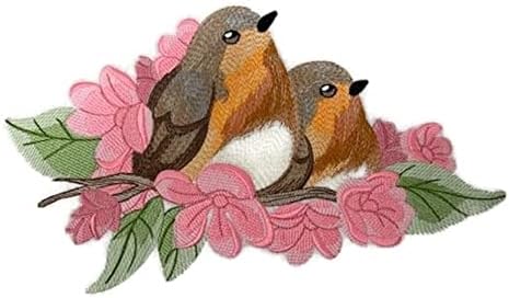 Além da Vision, pássaros personalizados [desvios de Robins de primavera] Ferro bordado ON/SEW PATCH [11,72 W X 6,88]…