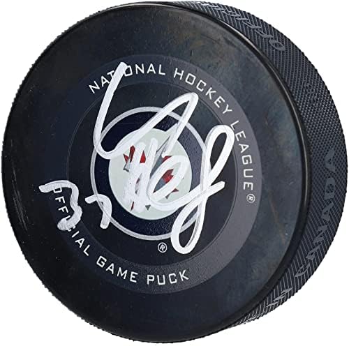 Connor Hellebuyck Winnipeg Jets autografados 2019 Modelo Official Game Puck - Autografado NHL Pucks