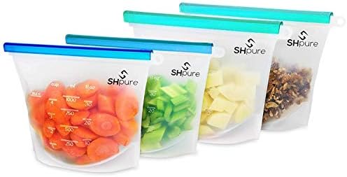 Sacos de armazenamento de alimentos de silicone reutilizáveis ​​Shpure - sacos de congeladores