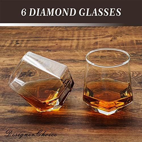 Diamond 6-Glass & Dumbbell Whisky Decanter Conjunto com óculos Conjunto de uísque, decantador de uísque