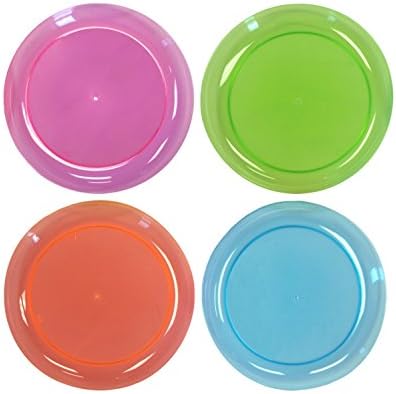 Party Essentials Plastic Plastic Plástico de 7,5 polegadas de redonda/salada Placas, néon variado, 40 contagem
