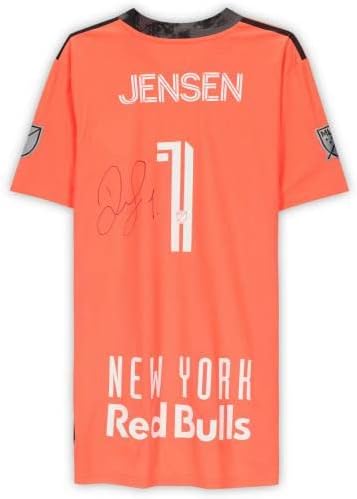 David Jensen New York Red Bulls autografou a camisa de coral usada pela partida da temporada de 2020 MLS