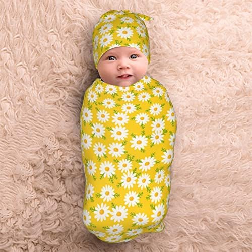 Daisy Baby Amarelo Swaddle, Swaddle Me de 0 a 6 meses, coisas de bebê, cobertor recém-nascido macio com