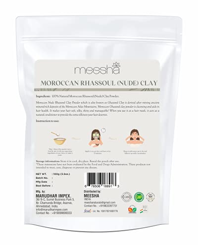 meesha marroquino rhassoul argila pó 100g | Ghassoul Clay for Hair and Skin | Máscara facial, máscara capilar, esfoliações,