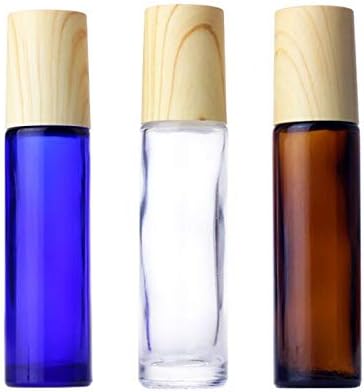 10ml/0,34 onças de vidro essencial garrafas de frasco de frasco com bolas de rolo de aço e tampa de plástico de