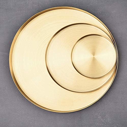 Gydmeg Gold Round Brass Bandejas, placas de metal de aço inoxidável, organizador de armazenamento decorativo