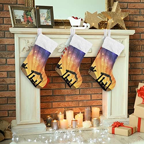 Meias de Natal de Alaza cena de natal cenário clássico clássico personalizado decorações de meia para férias