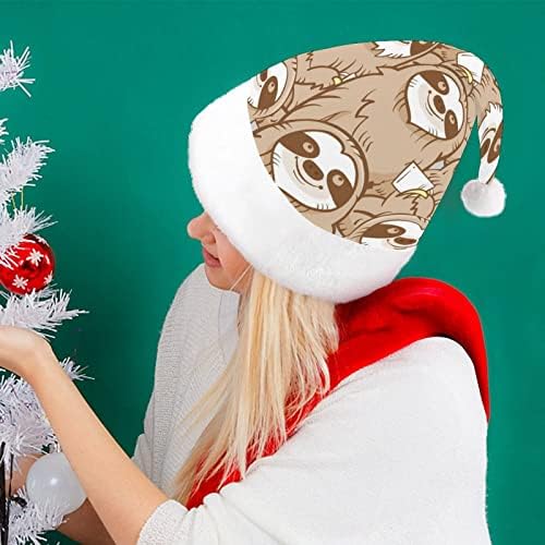 Sloth Love Coffee Christmas Hat Chapéu de Papai Noel para adultos unissex Comfort Classic Xmas Cap para o feriado