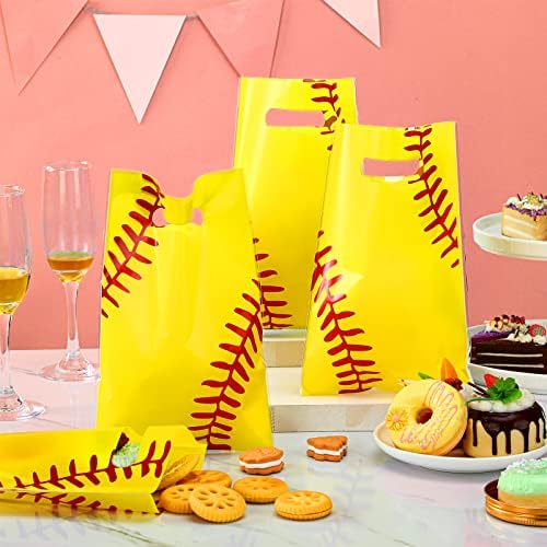 Sinmoe 50 PCs Softball Goodie Bags Softball Treat Candy Sacts Party Plastic Favor Sacts Bolsa de softball