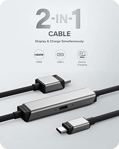 ALGIC ULTRA USB-C para cabo HDMI, tela externa 4K, entrega de energia de 100W, qualidade premium, cabo trançado
