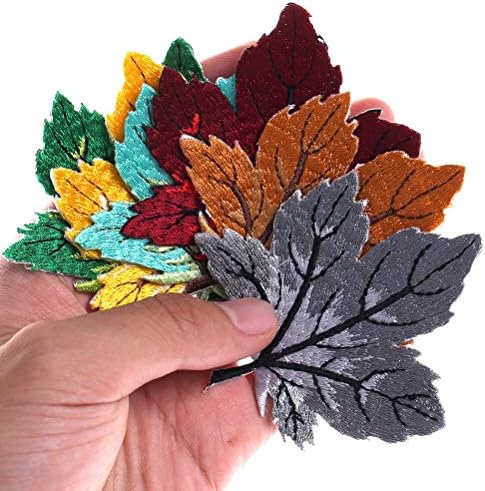 Onwon 5 peças coloridas folhas de bordo patches de ferro/costurar em apliques de apliques bordados